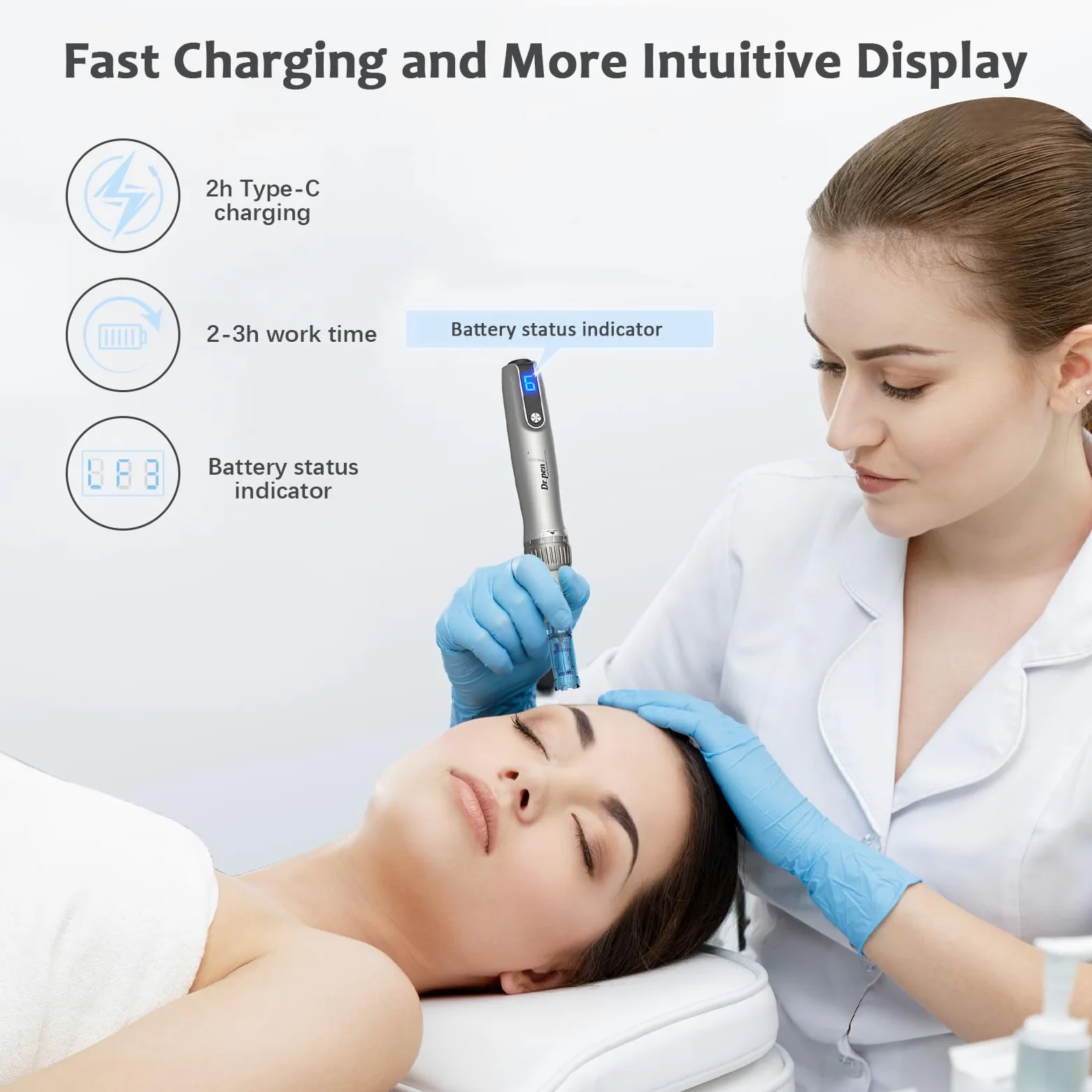 Dr. Pen M8S Microneedling Pen, Original Dr Pen Machine Électrique Microneedling Kit Professionnel Stylos Microneedle pour Visage Corps Cheveux Barbe Croissance - 8 Cartouches
