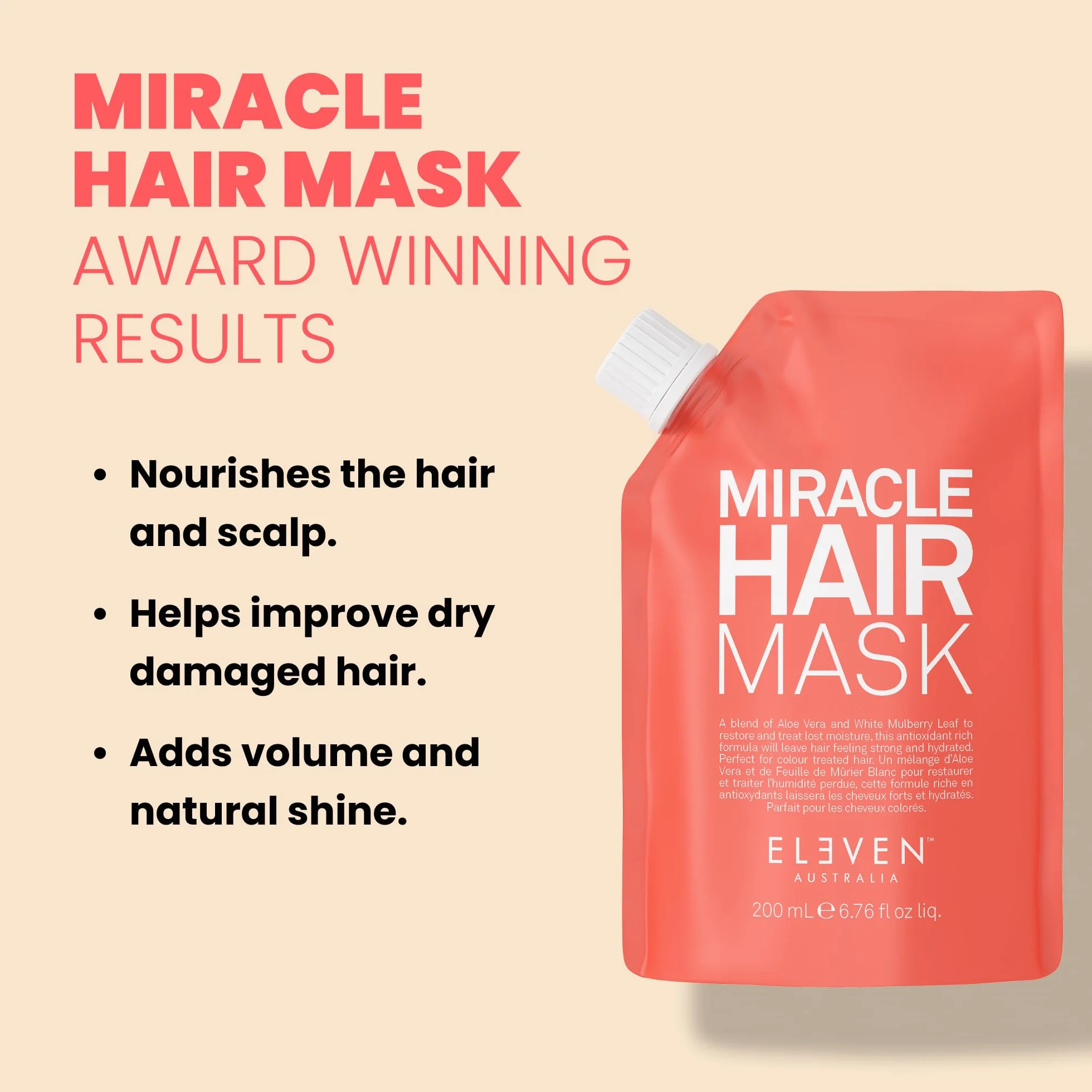 ELEVEN AUSTRALIA Miracle Hair Mask 200 ml - Soin revitalisant pour cheveux secs et abîmés