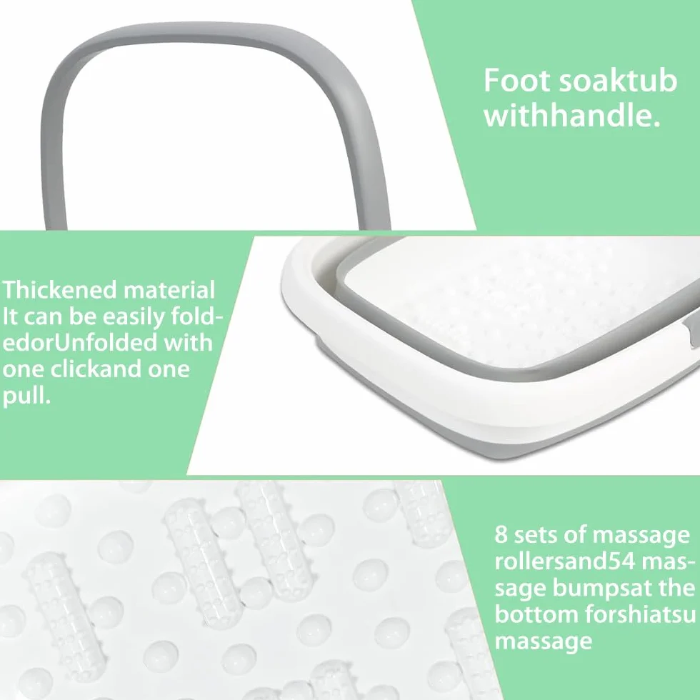 Bain de pieds pliable avec massage 15 L seau de bain pour soulager le stress fatigue