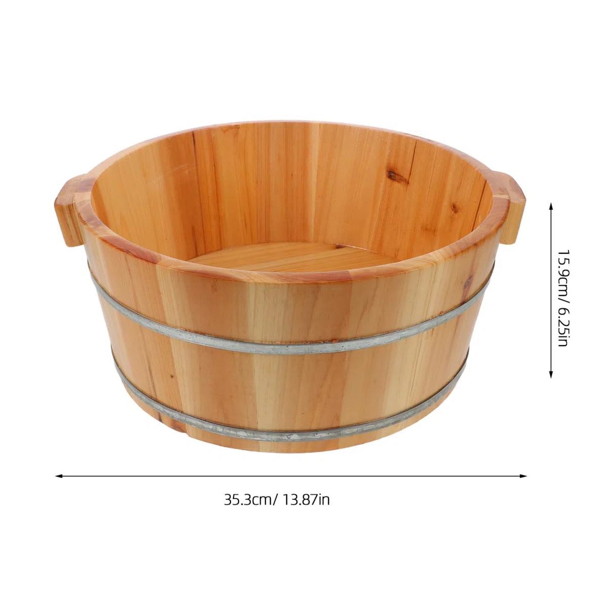 Bain de Pied en Bois Marron Seau à Pieds Finition Lisse Artisanale pour Pédicure et Massage pour Sauna et Voyage