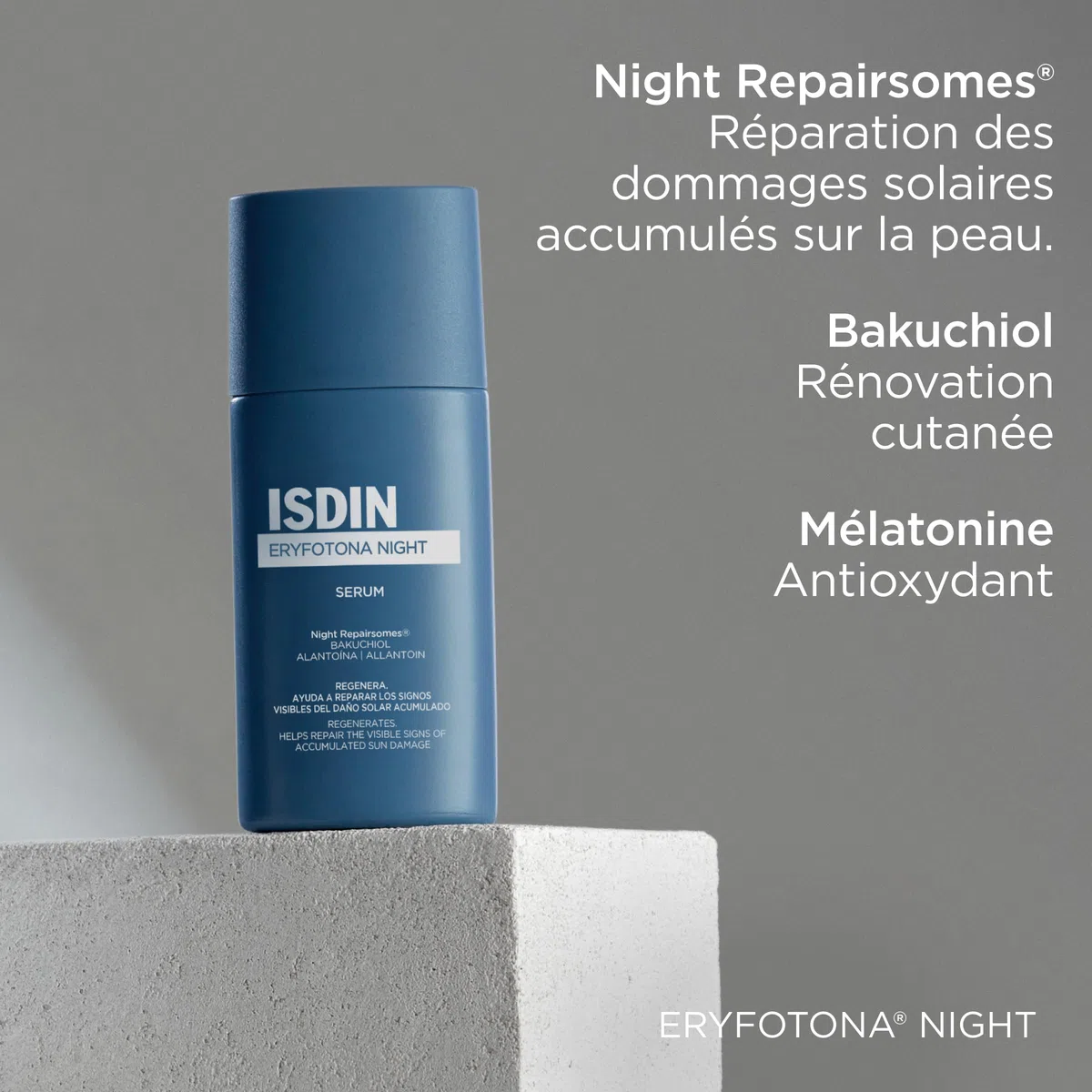ISDIN Eryfotona Night (50 ml) | Sérum Visage pour Aider à Réparer les Signes Visibles des Dommages Causés par l'Exposition Solaire Prolongée