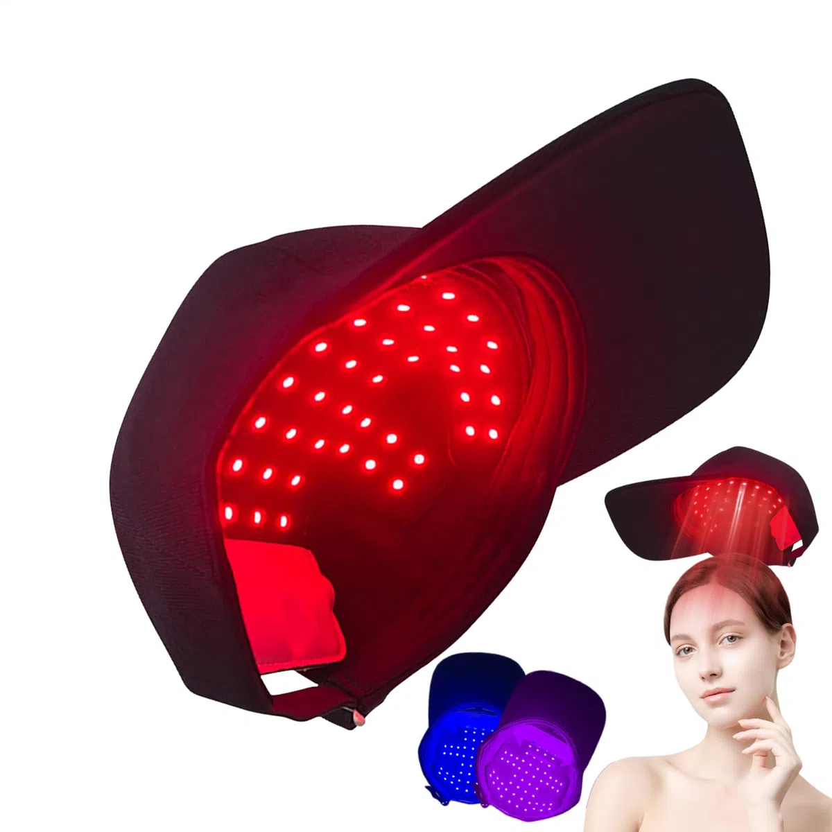 Red Light Therapys Bonnet pour repousse des cheveux 56 lampes LED 4 en 1 infrarouge 450/660/850 nm, chapeau rechargeable sans fil pour cheveux clairsemés, prévention de l'alopécie, santé du cuir