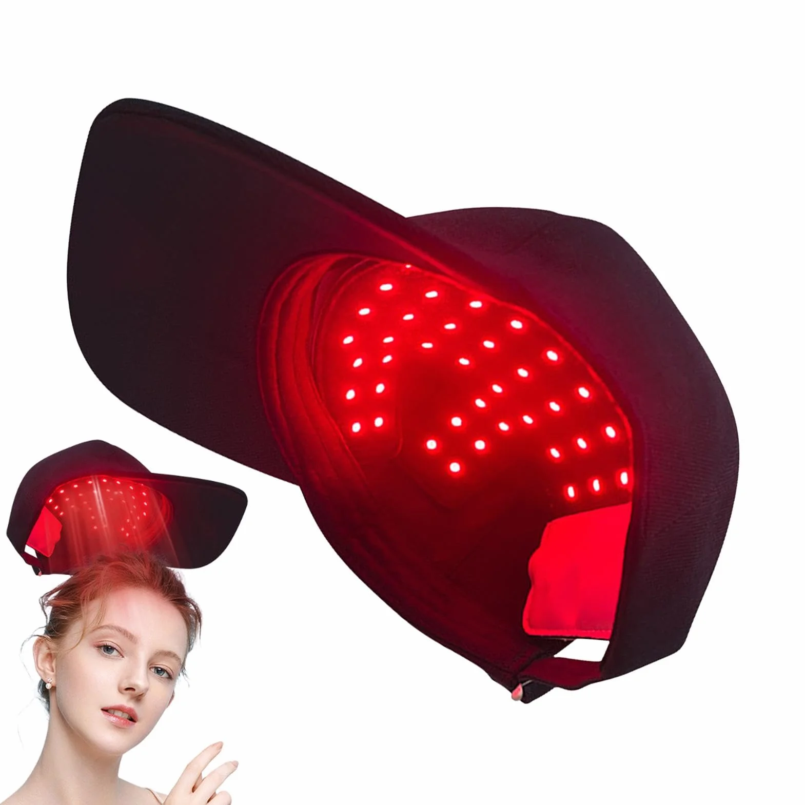 Bonnet de croissance des cheveux, LED pour la croissance des cheveux, infrarouge pour améliorer la circulation du cuir chevelu, rechargeable et sans fil, noir, 450 nm/660 nm/850 nm, pour homme et