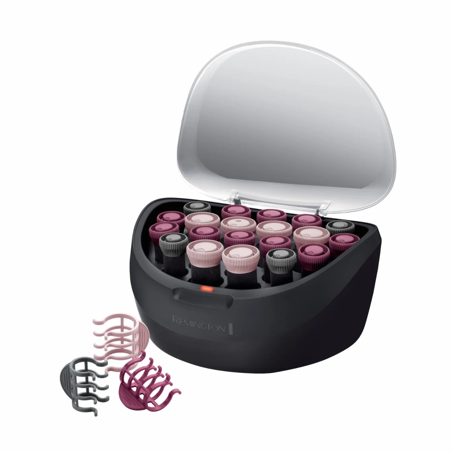 Remington Bigoudis Cheveux [3 styles de Boucles] Ionic Rollers Rose & Noir (Coffret 20 rouleaux de 3 tailles avec pinces et attaches: 20,23 & 27mm, Ionique, Longue Tenue) Bigoudis chauffants H5600
