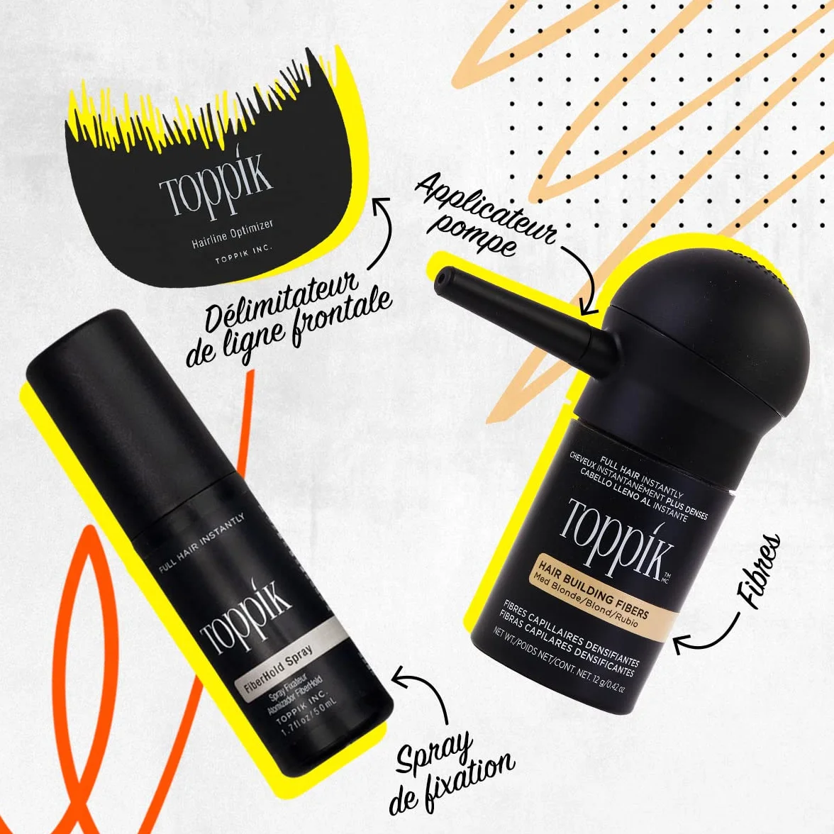 TOPPIK Fibres Capillaires Densifiantes à base de Kératine, Blond - 55g - Cheveux à l'Aspect Naturellement plus Epais – Pour densifier Racines, Ligne Frontale, Barbe, Calvitie