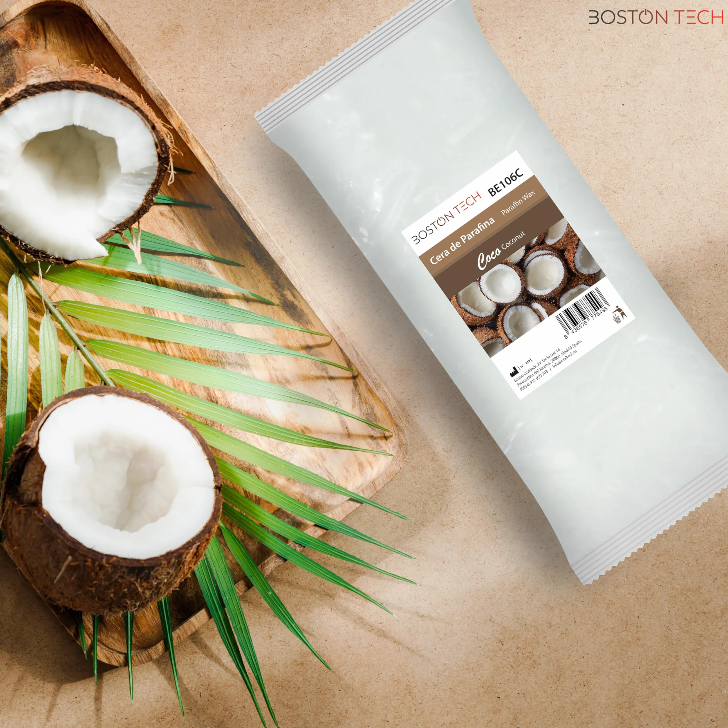Cire de paraffine Boston Tech pour mains et pieds 6 blocs 450 g Coco Rééducation antioxydante Traitement arthrite