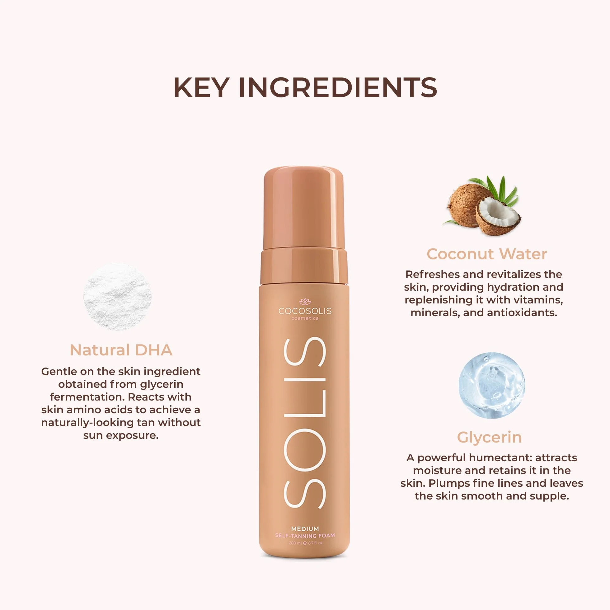 COCOSOLIS SOLIS Medium autobronzant mousse visage corps DHA végétal 200 ml