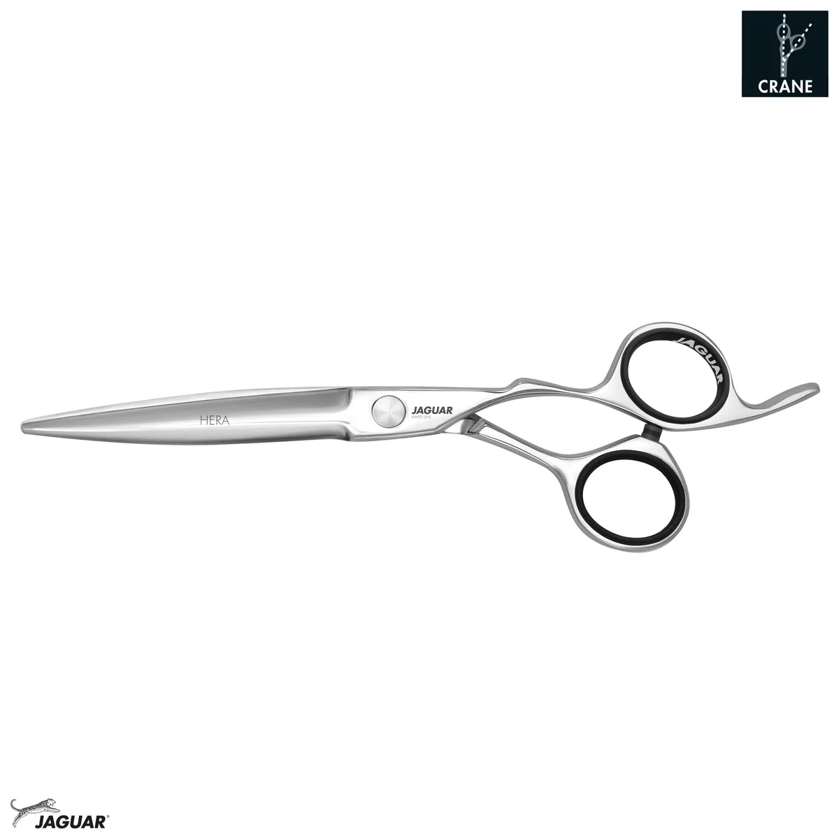 JAGUAR Ciseaux de cheveux HERA 6.25" | Ciseaux de coiffeur en design Crane avec crochet à doigt forgé et lame de poignard arrondie | polis | Fabriqués en Allemagne
