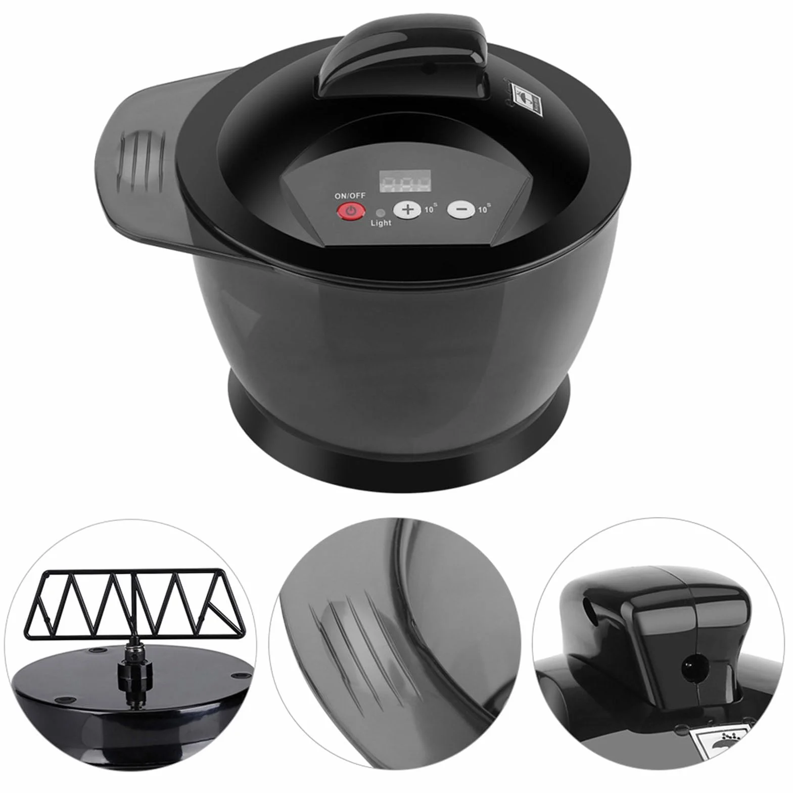 Bol de Mélange de Couleur de Cheveux, Mélangeur Automatique, Bol de Mélange électrique, Rechargeable par USB, Affichage de L'heure LCD, Salon de Coiffure, Usage Domestique,